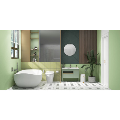 HMR 70" Modern Oval Freestanding Stone Resin Soaking Bathtub - Matte White