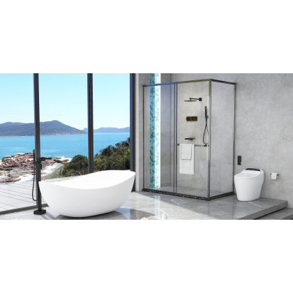 HMR 70" Modern Oval Freestanding Stone Resin Soaking Bathtub - Matte White