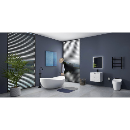 HMR 70" Modern Oval Freestanding Stone Resin Soaking Bathtub - Matte White