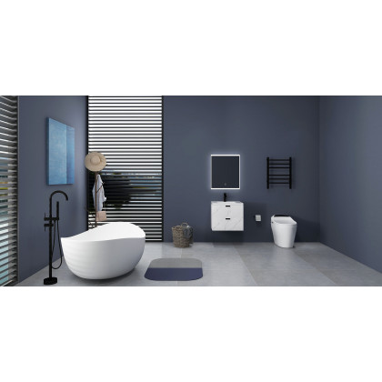 HMR 70" Modern Oval Freestanding Stone Resin Soaking Bathtub - Matte White