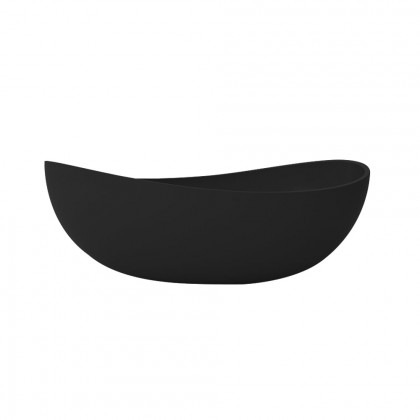 HMR 70" Modern Oval Freestanding Stone Resin Soaking Bathtub - Black