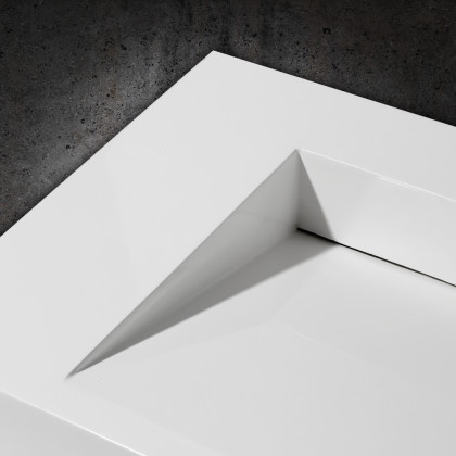 HMR - Wall-Hung Stone Resin Rectangle Bathroom in Matte White