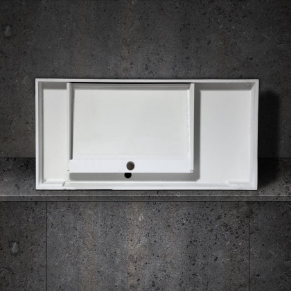 HMR - Wall-Hung Stone Resin Rectangle Bathroom in Matte White