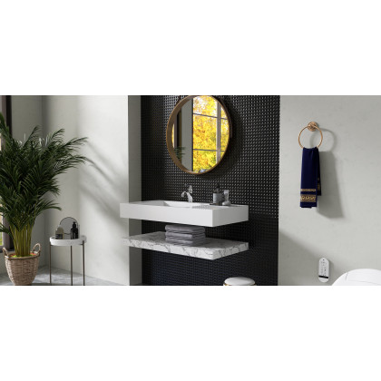HMR - Wall-Hung Stone Resin Rectangle Bathroom in Matte White