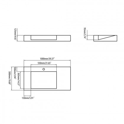 HMR - Wall-Hung Stone Resin Rectangle Bathroom in Matte White