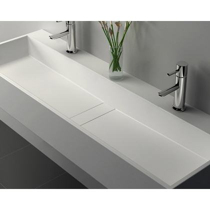 HMR 47" Wall-Mount Floating Trough Bathroom Sink - Matte White