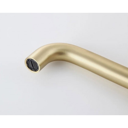 HMR - Wall Mounted Single Lever Bathroom Sink Swivel Faucet in Brushed Brass