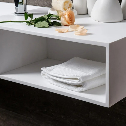 HMR - Wall-Mount Bathroom with Storage Cubby Hole in 35"L, Matte White