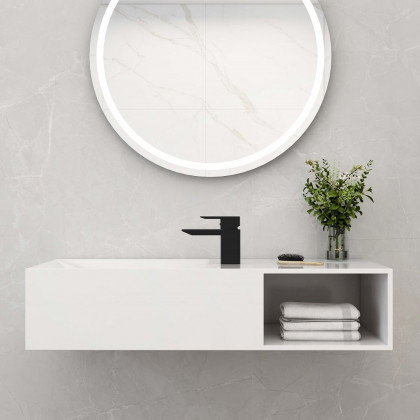 HMR - Wall-Mount Bathroom with Storage Cubby Hole in 35"L, Matte White
