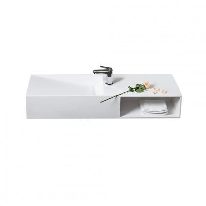 HMR - Wall-Mount Bathroom with Storage Cubby Hole in 35"L, Matte White