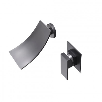 HMR - Shoop Wall Mounted Waterfall Sink Faucet in Matte Black