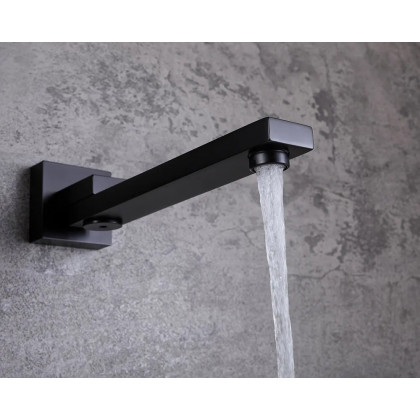 HMR Ultramodern Wall Mounted Swirling Tub Filler Faucet with Hand Shower - Matte Black