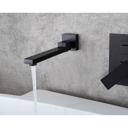 HMR Ultramodern Wall Mounted Swirling Tub Filler Faucet with Hand Shower - Matte Black