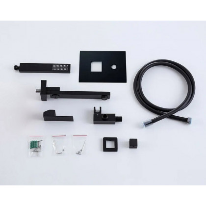 HMR Ultramodern Wall Mounted Swirling Tub Filler Faucet with Hand Shower - Matte Black