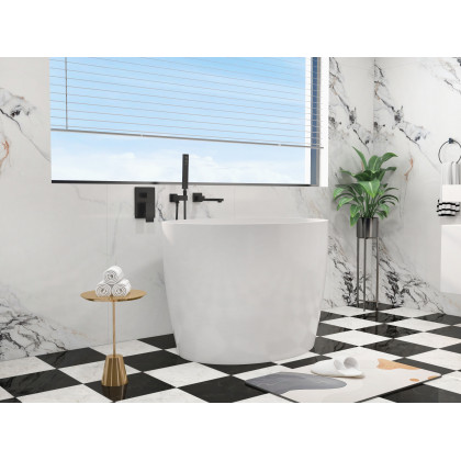 HMR Ultramodern Wall Mounted Swirling Tub Filler Faucet with Hand Shower - Matte Black