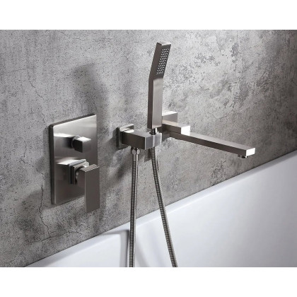 HMR - Ultramodern Wall Mounted Swirling Tub Filler Faucet with Hand Shower