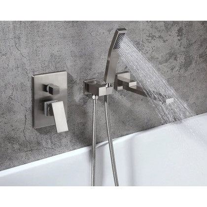 HMR - Ultramodern Wall Mounted Swirling Tub Filler Faucet with Hand Shower