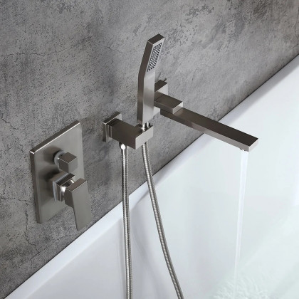 HMR - Ultramodern Wall Mounted Swirling Tub Filler Faucet with Hand Shower
