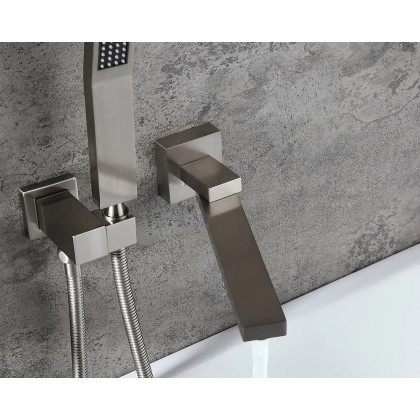 HMR - Ultramodern Wall Mounted Swirling Tub Filler Faucet with Hand Shower