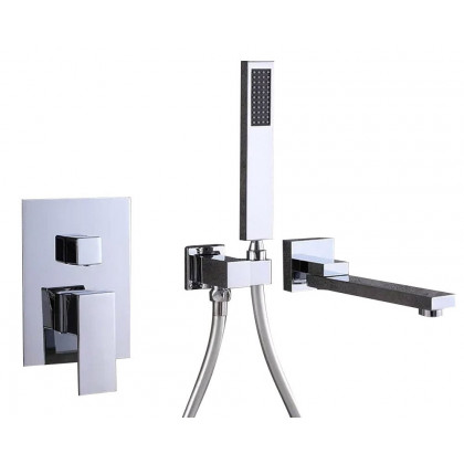 HMR Ultramodern Wall Mounted Swirling Tub Filler Faucet with Hand Shower - Chrome