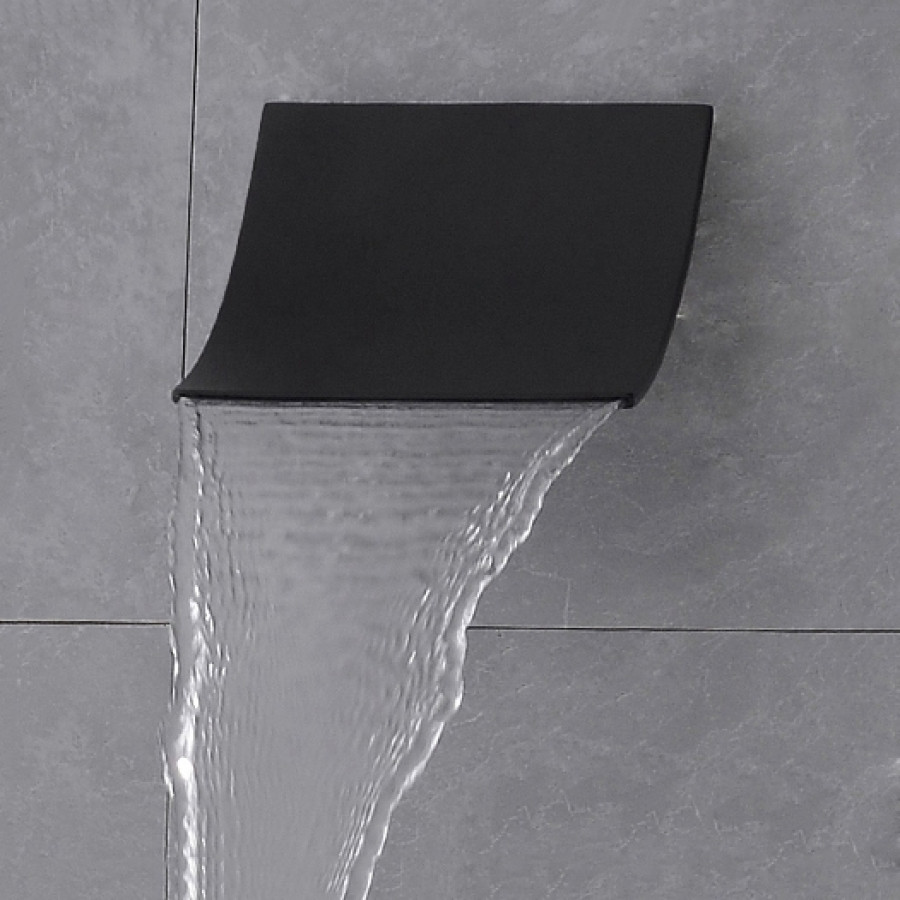 HMR - Wall Stainless Steel Waterfall Shower Head in Matte Black