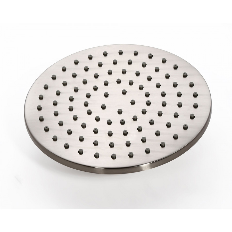 HMR - Round Swivel Rain Shower Head in 12"L, Brushed Nickel, Brass