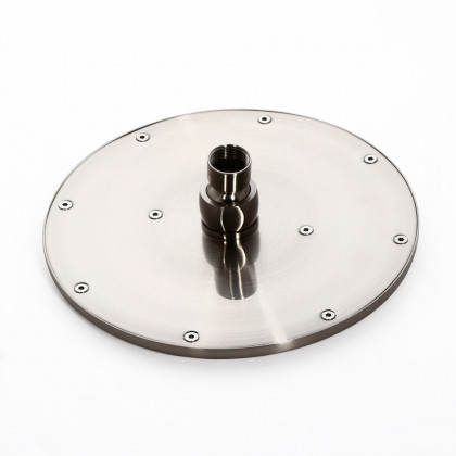 HMR - Round Swivel Rain Shower Head in 12"L, Brushed Nickel, Brass