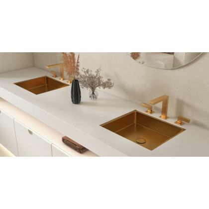 HMR Modern Widespread Bathroom Sink Faucet Double Handle - Brushed Gold
