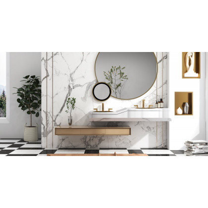 HMR Modern Widespread Bathroom Sink Faucet Double Handle - Brushed Gold