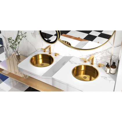 HMR Modern Widespread Bathroom Sink Faucet Double Handle - Brushed Gold