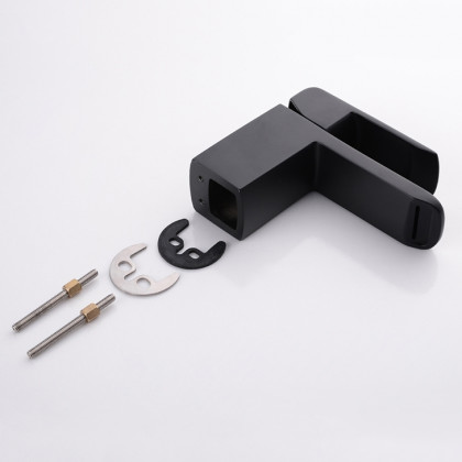 HMR - Minimalist Style Single Hole 1-Handle Waterfall Bathroom Sink Faucet in Matte Black