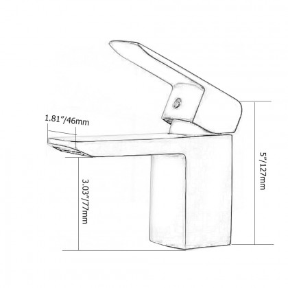 HMR - Minimalist Style Single Hole 1-Handle Waterfall Bathroom Sink Faucet in Matte Black