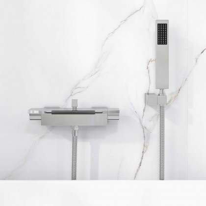 HMR - Wall Mount Waterfall 2-Handle Faucet with Hand Shower in Chrome