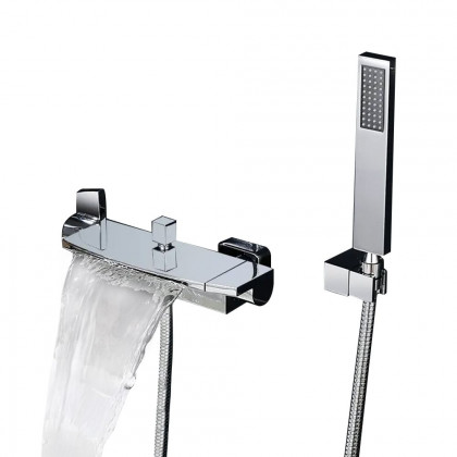 HMR - Wall Mount Waterfall 2-Handle Faucet with Hand Shower in Chrome