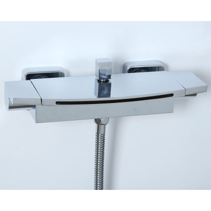 HMR - Wall Mount Waterfall 2-Handle Faucet with Hand Shower in Chrome