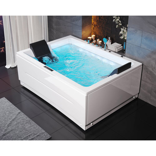 HMR - 71" Double Massage Bathtub with Ambient Lighting 118-Gallon Capacity
