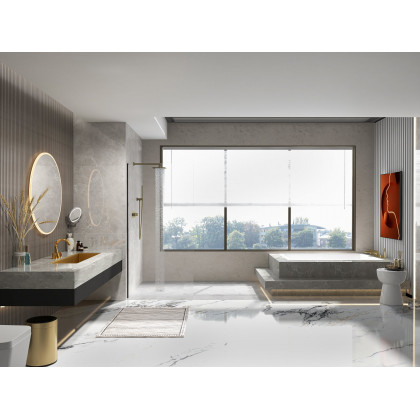 HMR - Wall Mounted 8" Solid Brass Shower System with Hand Shower in Brushed Gold