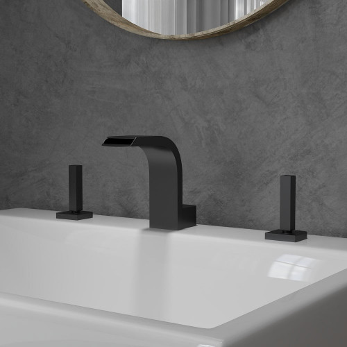 HMR Double Handle Bathroom Solid Sink Faucet - Black, Brass