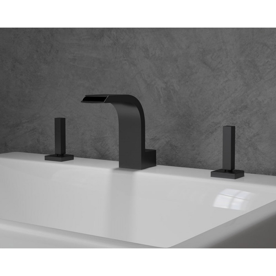 HMR Double Handle Bathroom Solid Sink Faucet - Black, Brass