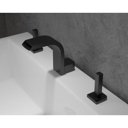 HMR Double Handle Bathroom Solid Sink Faucet - Black, Brass