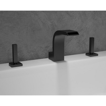HMR Double Handle Bathroom Solid Sink Faucet - Black, Brass