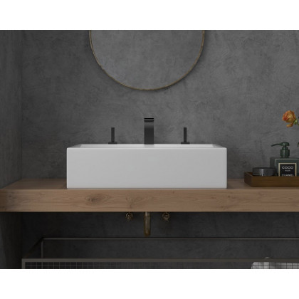 HMR Double Handle Bathroom Solid Sink Faucet - Black, Brass