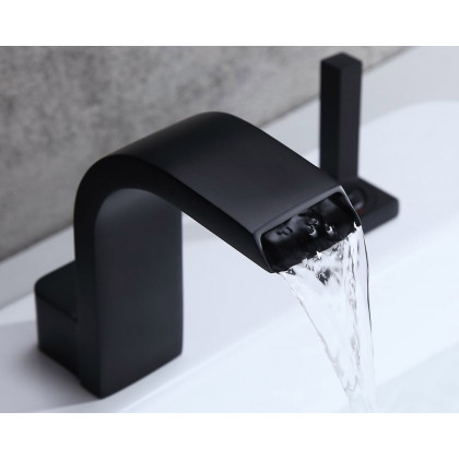 HMR Double Handle Bathroom Solid Sink Faucet - Black, Brass