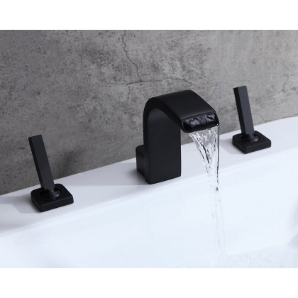 HMR Double Handle Bathroom Solid Sink Faucet - Black, Brass