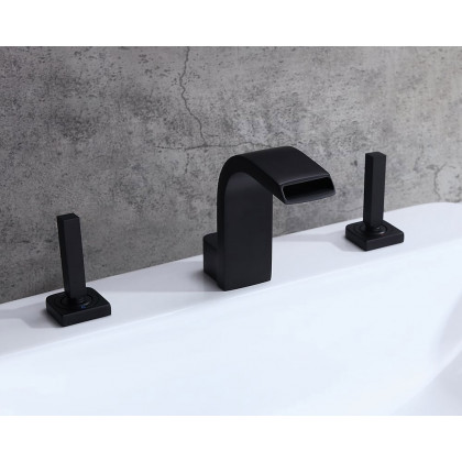 HMR Double Handle Bathroom Solid Sink Faucet - Black, Brass