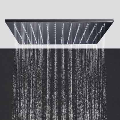 HMR - Thermostatic Solid Brass Rain Shower System with Hand Shower in 16", Polished Chrome