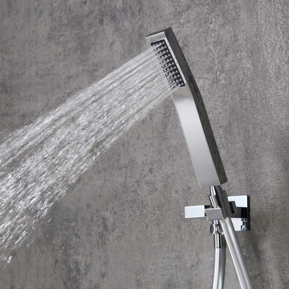 HMR - Thermostatic Solid Brass Rain Shower System with Hand Shower in 16", Polished Chrome