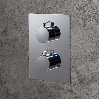 HMR - Thermostatic Solid Brass Rain Shower System with Hand Shower in 16", Polished Chrome