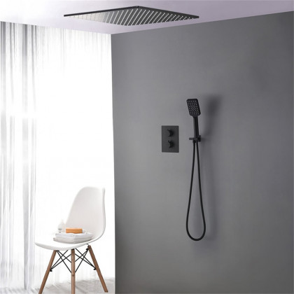 HMR Thermostatic 20" Shower System with Handheld Shower - Matte Black