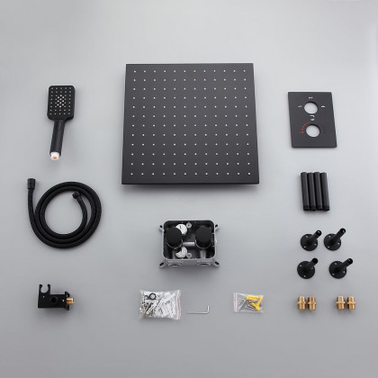 HMR Thermostatic 20" Shower System with Handheld Shower - Matte Black